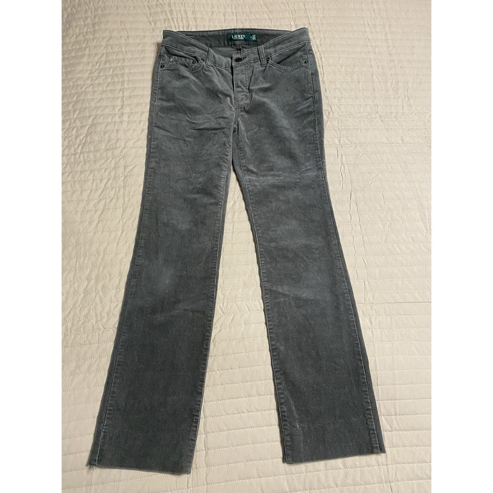 LAUREN Ralph Lauren Womens Corduroy Pants Green Straight Leg Size 2 Mid Rise